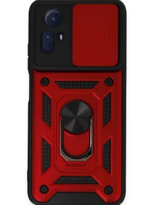 Newface Xiaomi Redmi Note 12S Kılıf Pars Lens Yüzüklü Silikon - Kırmızı