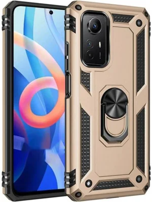 Newface Xiaomi Redmi Note 12S Kılıf Sofya Yüzüklü Silikon Kapak - Gold