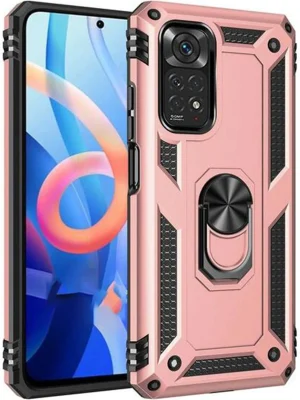 Newface Xiaomi Redmi Note 12S Kılıf Sofya Yüzüklü Silikon Kapak - Rose