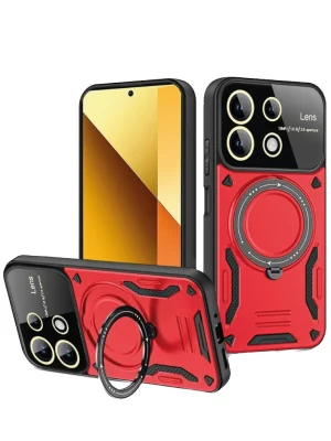 Newface Xiaomi Redmi Note 13 4G Kılıf Joy Lens Standlı Kapak - Kırmızı