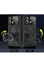 Newface Xiaomi Redmi Note 13 4G Kılıf Joy Lens Standlı Kapak - Lacivert - Görsel 2