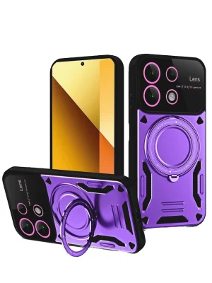 Newface Xiaomi Redmi Note 13 4G Kılıf Joy Lens Standlı Kapak - Mor