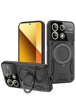 Newface Xiaomi Redmi Note 13 4G Kılıf Joy Lens Standlı Kapak - Siyah