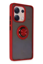 Newface Xiaomi Redmi Note 13 4G Kılıf Montreal Yüzüklü Silikon Kapak - Kırmızı - Görsel 2
