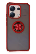 Newface Xiaomi Redmi Note 13 4G Kılıf Montreal Yüzüklü Silikon Kapak - Kırmızı