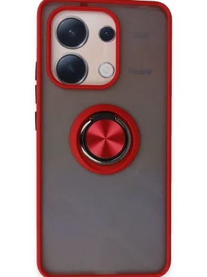 Newface Xiaomi Redmi Note 13 4G Kılıf Montreal Yüzüklü Silikon Kapak - Kırmızı