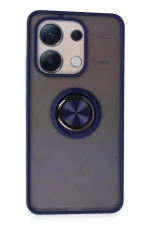 Newface Xiaomi Redmi Note 13 4G Kılıf Montreal Yüzüklü Silikon Kapak - Lacivert