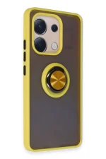 Newface Xiaomi Redmi Note 13 4G Kılıf Montreal Yüzüklü Silikon Kapak - Sarı - Görsel 2