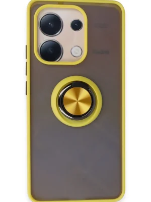 Newface Xiaomi Redmi Note 13 4G Kılıf Montreal Yüzüklü Silikon Kapak - Sarı