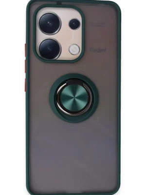 Newface Xiaomi Redmi Note 13 4G Kılıf Montreal Yüzüklü Silikon Kapak - Yeşil