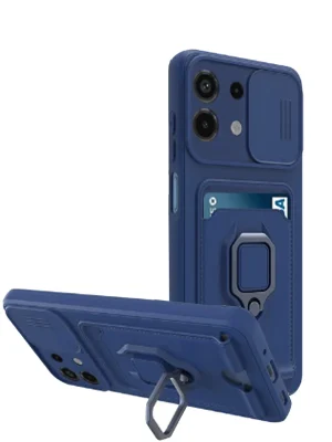 Newface Xiaomi Redmi Note 13 4G Kılıf Zuma Kartvizitli Yüzüklü Silikon - Lacivert