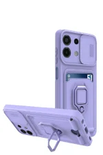 Newface Xiaomi Redmi Note 13 4G Kılıf Zuma Kartvizitli Yüzüklü Silikon - Lila