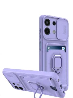 Newface Xiaomi Redmi Note 13 4G Kılıf Zuma Kartvizitli Yüzüklü Silikon - Lila