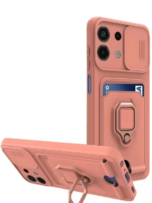 Newface Xiaomi Redmi Note 13 4G Kılıf Zuma Kartvizitli Yüzüklü Silikon - Pembe