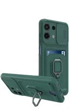 Newface Xiaomi Redmi Note 13 4G Kılıf Zuma Kartvizitli Yüzüklü Silikon - Yeşil