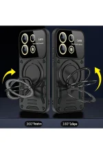 Newface Xiaomi Redmi Note 13 Pro 4G Kılıf Joy Lens Standlı Kapak - Kırmızı - Görsel 2