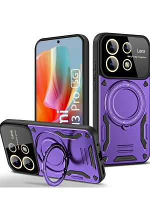 Newface Xiaomi Redmi Note 13 Pro 4G Kılıf Joy Lens Standlı Kapak - Mor