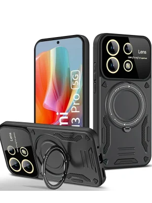 Newface Xiaomi Redmi Note 13 Pro 4G Kılıf Joy Lens Standlı Kapak - Siyah