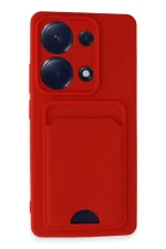 Newface Xiaomi Redmi Note 13 Pro 4G Kılıf Kelvin Kartvizitli Silikon - Kırmızı