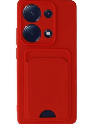 Newface Xiaomi Redmi Note 13 Pro 4G Kılıf Kelvin Kartvizitli Silikon - Kırmızı