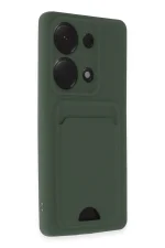 Newface Xiaomi Redmi Note 13 Pro 4G Kılıf Kelvin Kartvizitli Silikon - Koyu Yeşil - Görsel 2
