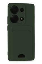 Newface Xiaomi Redmi Note 13 Pro 4G Kılıf Kelvin Kartvizitli Silikon - Koyu Yeşil