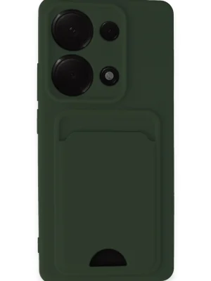 Newface Xiaomi Redmi Note 13 Pro 4G Kılıf Kelvin Kartvizitli Silikon - Koyu Yeşil