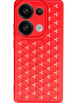 Newface Xiaomi Redmi Note 13 Pro 4G Kılıf Petek Silikon Kapak - Kırmızı