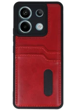 Newface Xiaomi Redmi Note 13 Pro 4G Kılıf Sara Kartvizitli Deri Kılıf - Kırmızı - Görsel 2