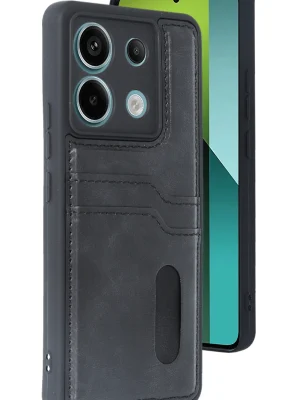 Newface Xiaomi Redmi Note 13 Pro 4G Kılıf Sara Kartvizitli Deri Kılıf - Siyah