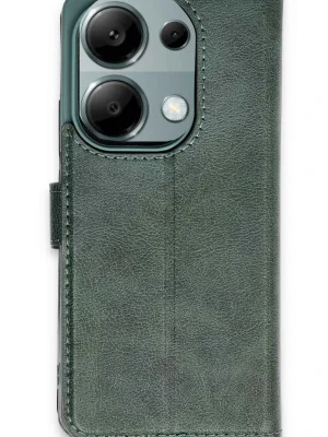 Newface Xiaomi Redmi Note 13 Pro 4G Kılıf Trend S Plus Kapaklı Kılıf - Yeşil