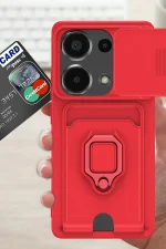 Newface Xiaomi Redmi Note 13 Pro 4G Kılıf Zuma Kartvizitli Yüzüklü Silikon - Kırmızı - Görsel 3