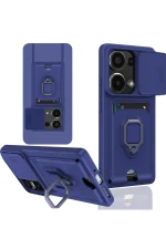 Newface Xiaomi Redmi Note 13 Pro 4G Kılıf Zuma Kartvizitli Yüzüklü Silikon - Lacivert