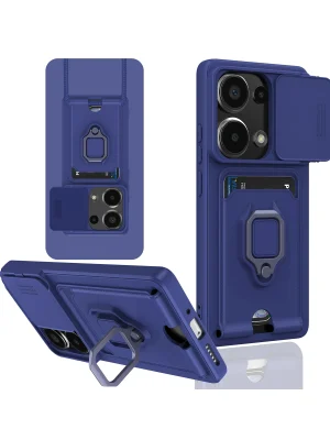 Newface Xiaomi Redmi Note 13 Pro 4G Kılıf Zuma Kartvizitli Yüzüklü Silikon - Lacivert