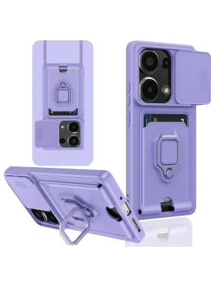 Newface Xiaomi Redmi Note 13 Pro 4G Kılıf Zuma Kartvizitli Yüzüklü Silikon - Lila