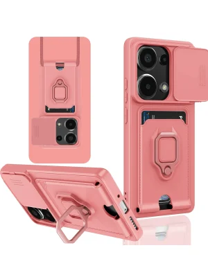 Newface Xiaomi Redmi Note 13 Pro 4G Kılıf Zuma Kartvizitli Yüzüklü Silikon - Pembe