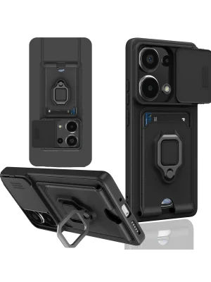 Newface Xiaomi Redmi Note 13 Pro 4G Kılıf Zuma Kartvizitli Yüzüklü Silikon - Siyah