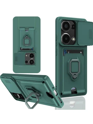 Newface Xiaomi Redmi Note 13 Pro 4G Kılıf Zuma Kartvizitli Yüzüklü Silikon - Yeşil