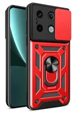 Newface Xiaomi Redmi Note 13 Pro 4G Pars Lens Yüzüklü Silikon - Kırmızı