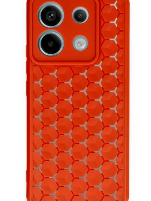 Newface Xiaomi Redmi Note 13 Pro 5G Kılıf Petek Silikon Kapak - Kırmızı