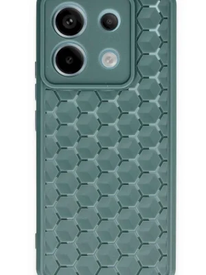 Newface Xiaomi Redmi Note 13 Pro 5G Kılıf Petek Silikon Kapak - Koyu Yeşil