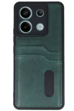 Newface Xiaomi Redmi Note 13 Pro 5G Kılıf Sara Kartvizitli Deri Kılıf - Koyu Yeşil - Görsel 2