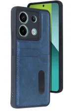 Newface Xiaomi Redmi Note 13 Pro 5G Kılıf Sara Kartvizitli Deri Kılıf - Lacivert