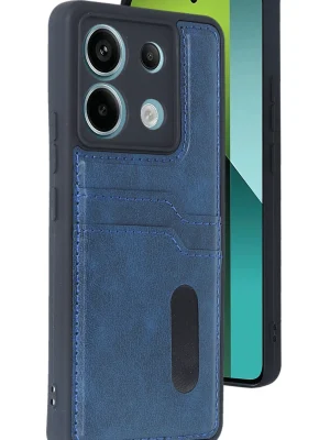 Newface Xiaomi Redmi Note 13 Pro 5G Kılıf Sara Kartvizitli Deri Kılıf - Lacivert