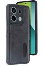 Newface Xiaomi Redmi Note 13 Pro 5G Kılıf Sara Kartvizitli Deri Kılıf - Siyah