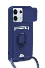 Newface Xiaomi Redmi Note 13 Pro 5G Kılıf Zuma Kartvizitli Yüzüklü Silikon - Lacivert