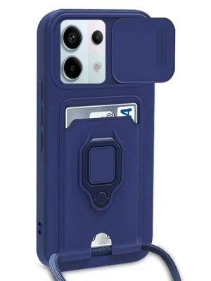 Newface Xiaomi Redmi Note 13 Pro 5G Kılıf Zuma Kartvizitli Yüzüklü Silikon - Lacivert