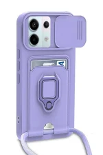 Newface Xiaomi Redmi Note 13 Pro 5G Kılıf Zuma Kartvizitli Yüzüklü Silikon - Lila