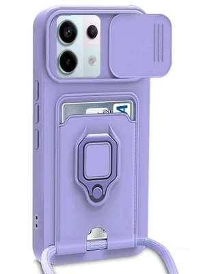 Newface Xiaomi Redmi Note 13 Pro 5G Kılıf Zuma Kartvizitli Yüzüklü Silikon - Lila