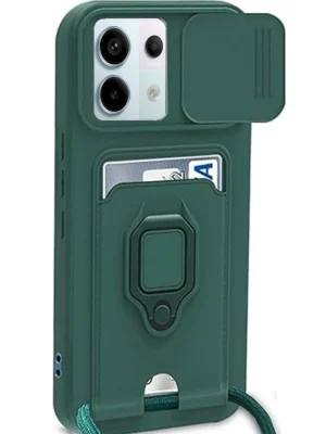 Newface Xiaomi Redmi Note 13 Pro 5G Kılıf Zuma Kartvizitli Yüzüklü Silikon - Yeşil
